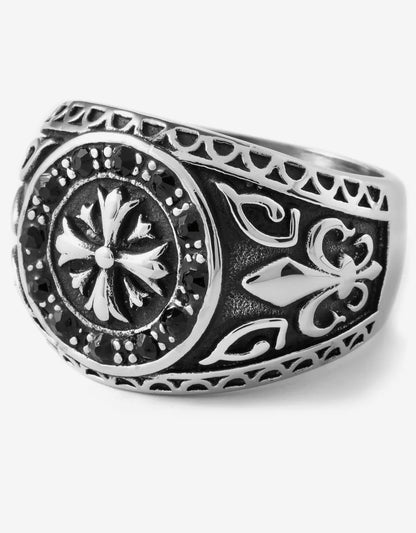 Gental Gems by Karat Kings | Unique Fort Templar Signet Ring |  Sterling Silver Oxidized Ring