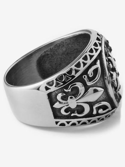 Gental Gems by Karat Kings | Unique Fort Templar Signet Ring |  Sterling Silver Oxidized Ring