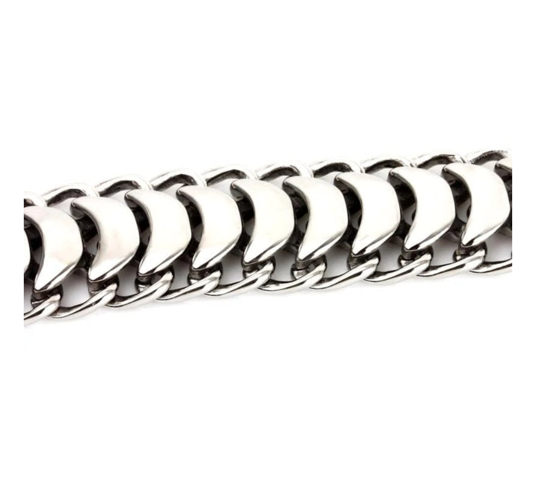 Gental Gems by Karat Kings | Unique Link Designed High Polished Bracelet for Men |  Sterling Silver Bracelet