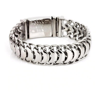 Gental Gems by Karat Kings | Unique Link Designed High Polished Bracelet for Men |  Sterling Silver Bracelet