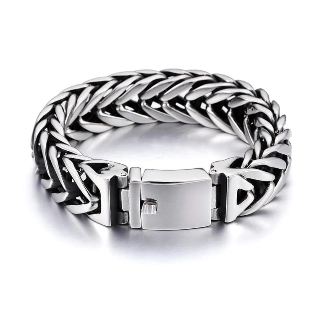 18mm wide Unique Retro Masculina High Polished V link Bracelet for Men |  Sterling Silver Bracelet | With Certificate of Authenticity and  Hallmark