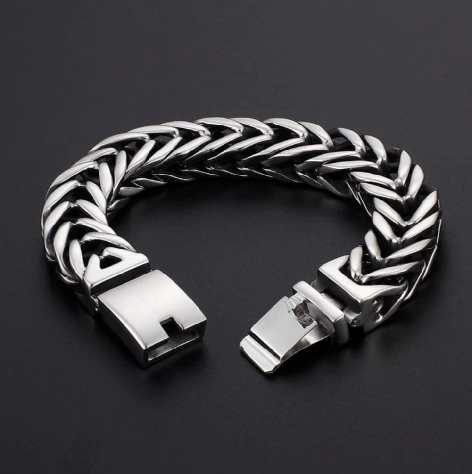 18mm wide Unique Retro Masculina High Polished V link Bracelet for Men |  Sterling Silver Bracelet | With Certificate of Authenticity and  Hallmark