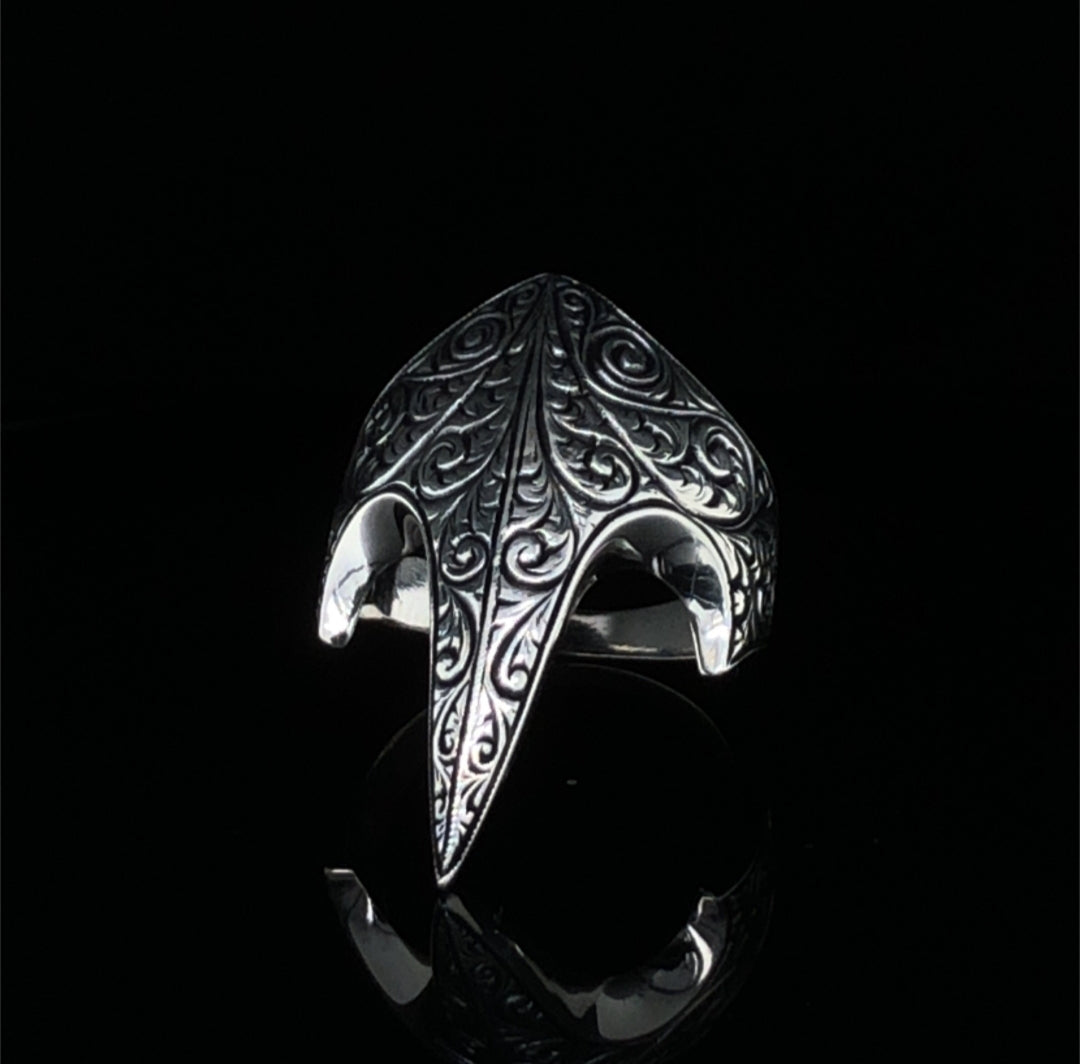Gental Gems by Karat Kings | Unique Turkish Style Signet Thumb Ring |  Sterling Silver Oxidized Ring