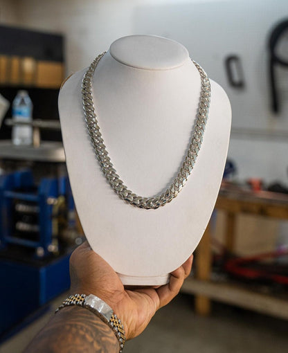 Gental Gems by Karat Kings | 12mm Wide Solid Miami Cuban Link Chain |  Sterling Silver Chain