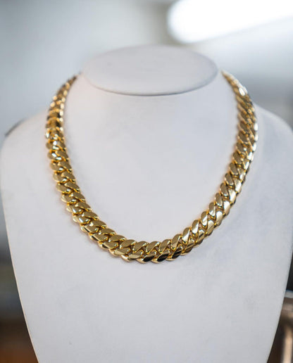 Gental Gems by Karat Kings | 16mm Wide Solid Miami Cuban Link Chain |  Gold Micron Plated  Sterling Silver Chain