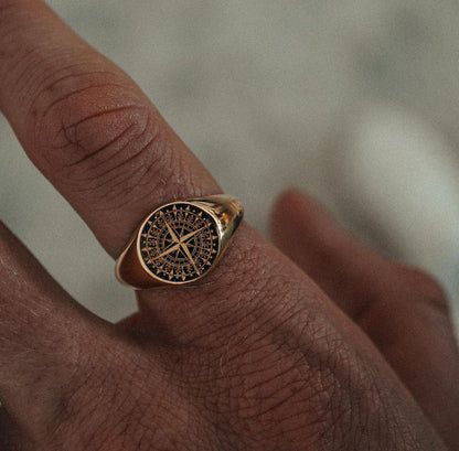 Gental Gems by Karat Kings | Exclusive Signet Style Compass Ring, Sterling Silver  Ring | Jewellery for Men