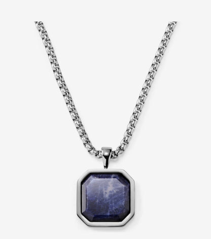 Gental Gems by Karat Kings | Unique Designed Silver Pendant in Natural Sodalite for Men,  Sterling Silver Pendant