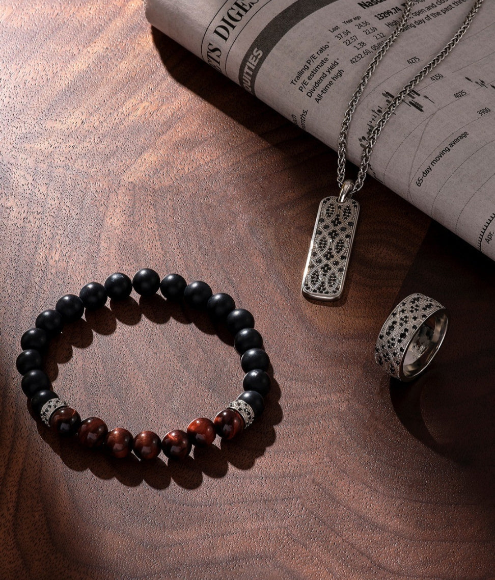 Gental Gems by Karat Kings | Unique Designed Eternity Pendant Studded with Blue Cubic Zirconia for Men |  Sterling Silver Oxidized Pendant | Men's Jewelry | With Certificate of Authenticity and  Hallmark