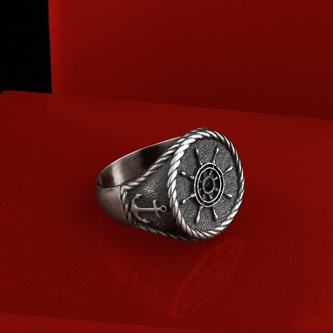 Gental Gems by Karat Kings | Exclusive Signet Style Rudder Ring for Men, Oxidized Sterling Silver  Ring | Jewellery for Men| With Certificate of Authenticity and  Hallmark