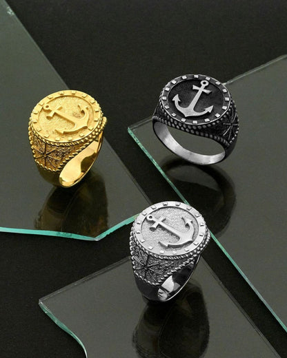 Gental Gems by Karat Kings | Exclusive Oxidised Signet Style Sailor's Anchor Ring, Sterling Silver  Ring | Jewellery for Men| With Certificate of Authenticity and  Hallmark