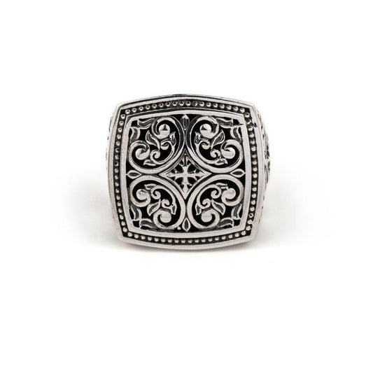 Gental Gems by Karat Kings | Exclusive Byzantine Style Signet Ring for Men, Oxidized Sterling Silver  Ring | Jewellery for Men| With Certificate of Authenticity and  Hallmark