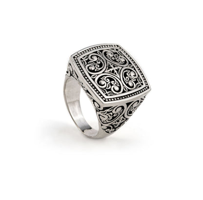 Gental Gems by Karat Kings | Exclusive Byzantine Style Signet Ring for Men, Oxidized Sterling Silver  Ring | Jewellery for Men