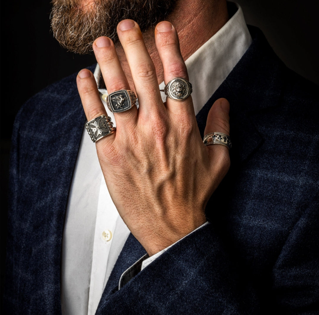 Exclusive Horse (Pegasus) Vintage Byzantine Style Signet Ring, Oxidized Sterling Silver  Ring | With Certificate of Authenticity and  Hallmark