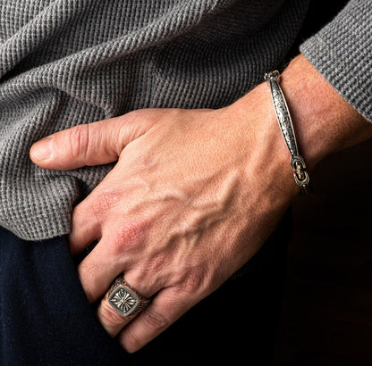 Gental Gems by Karat Kings | Exclusive Cross Vintage Byzantine Style Signet Ring for Men, Oxidized Sterling Silver  Ring | Jewellery for Men| With Certificate of Authenticity and  Hallmark