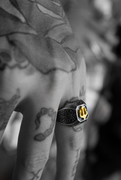 Gental Gems by Karat Kings | Exclusive Trishul Symbol Signet Style Ring for Men, Oxidized Sterling Silver  Ring | Jewellery for Men| With Certificate of Authenticity and  Hallmark