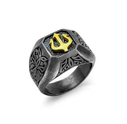 Gental Gems by Karat Kings | Exclusive Trishul Symbol Signet Style Ring for Men, Oxidized Sterling Silver  Ring | Jewellery for Men| With Certificate of Authenticity and  Hallmark