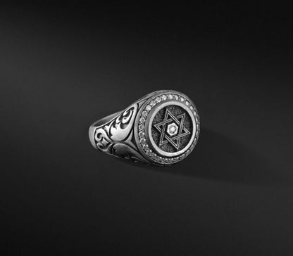 Gental Gems by Karat Kings | Exclusive Turkish Style Star Signet Ring for Men, Oxidized Sterling Silver  Ring | Jewellery for Men| With Certificate of Authenticity and  Hallmark