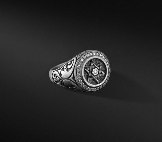 Gental Gems by Karat Kings | Exclusive Turkish Style Star Signet Ring for Men, Oxidized Sterling Silver  Ring | Jewellery for Men| With Certificate of Authenticity and  Hallmark