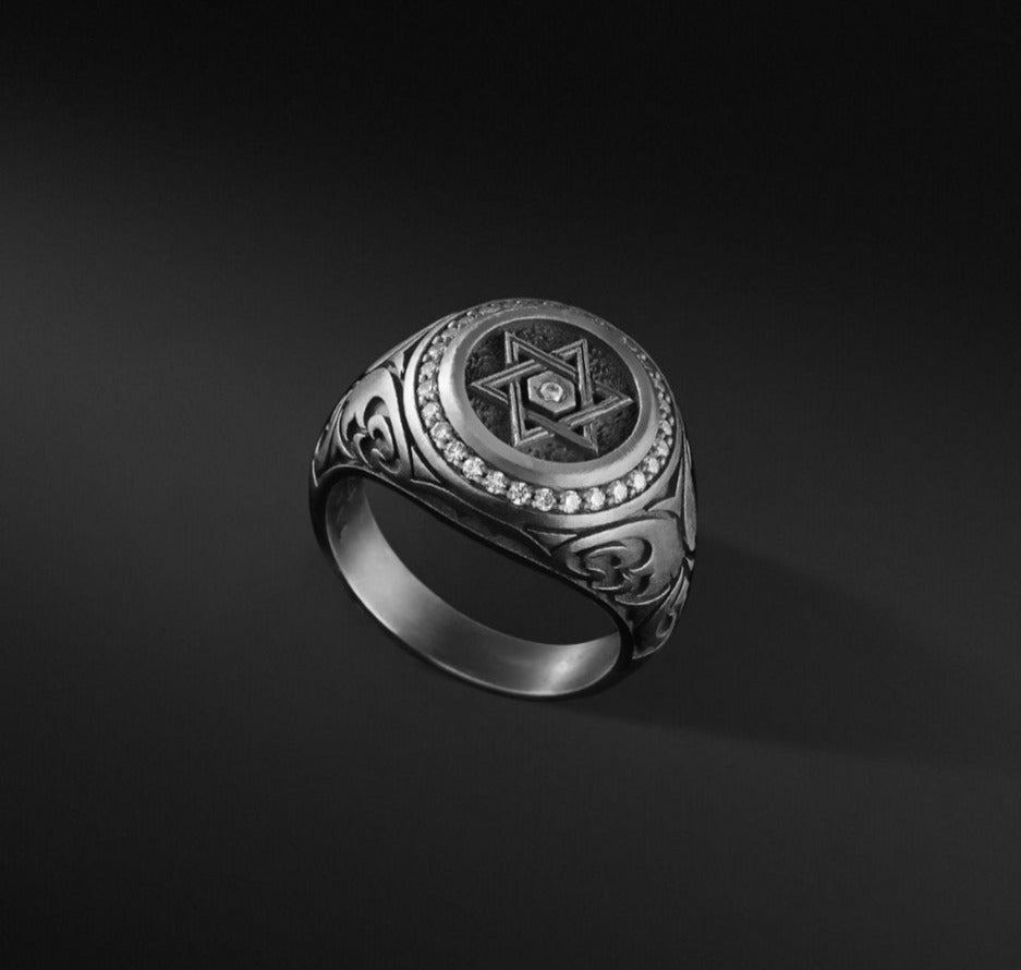 Gental Gems by Karat Kings | Exclusive Turkish Style Star Signet Ring for Men, Oxidized Sterling Silver  Ring | Jewellery for Men| With Certificate of Authenticity and  Hallmark
