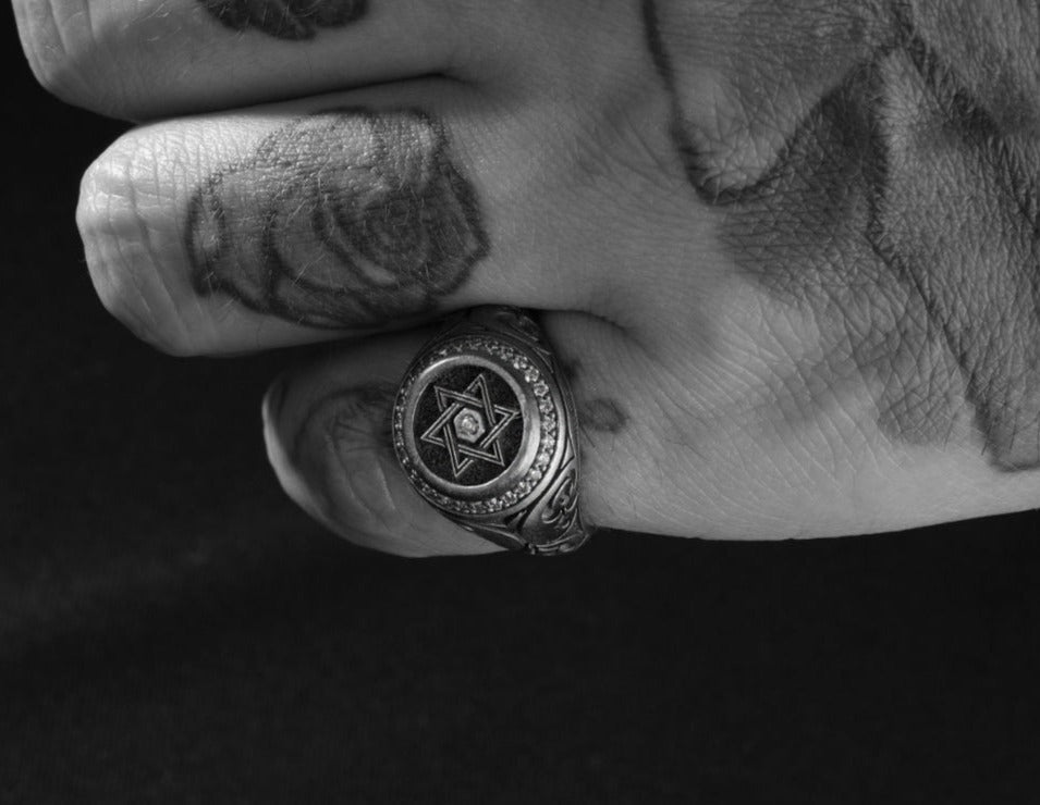 Gental Gems by Karat Kings | Exclusive Turkish Style Star Signet Ring for Men, Oxidized Sterling Silver  Ring | Jewellery for Men| With Certificate of Authenticity and  Hallmark