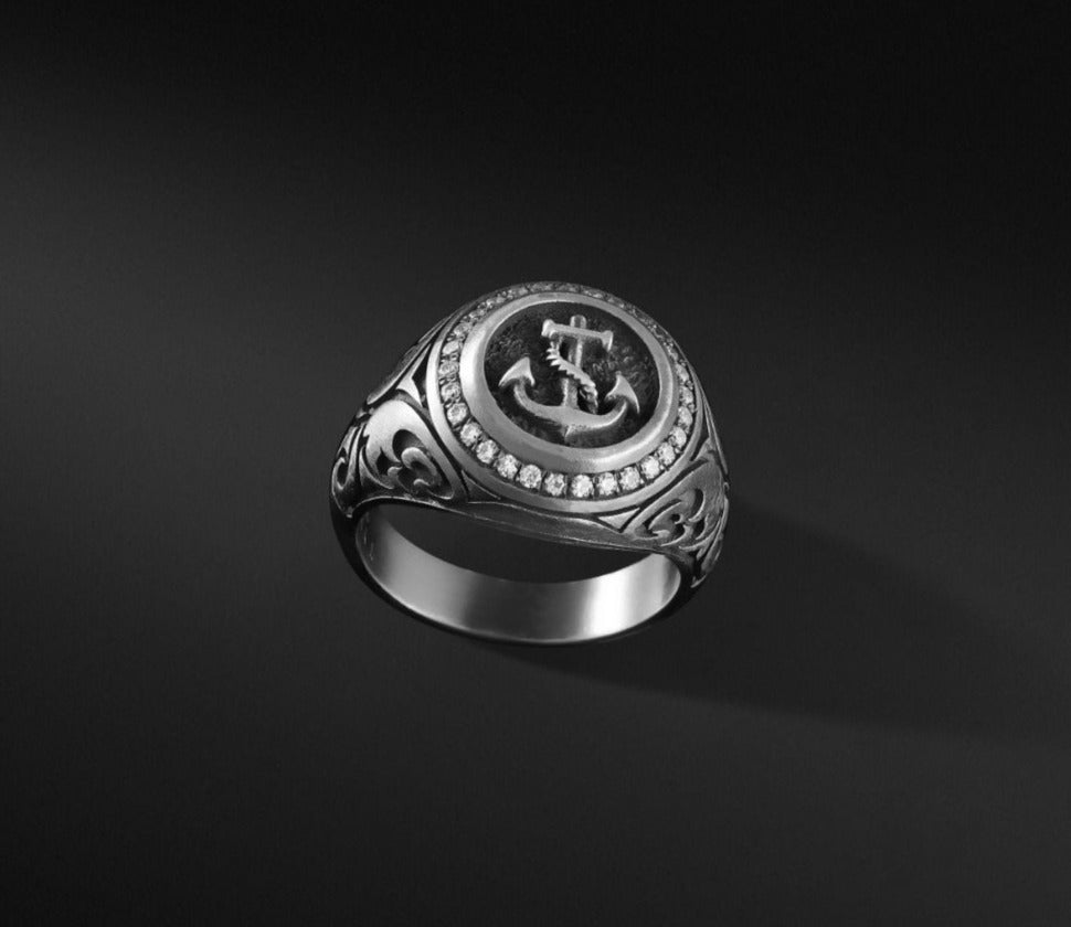 Gental Gems by Karat Kings | Exclusive Turkish Style Sailor's Anchor Ring for Men, Oxidized Sterling Silver  Ring | Jewellery for Men| With Certificate of Authenticity and  Hallmark