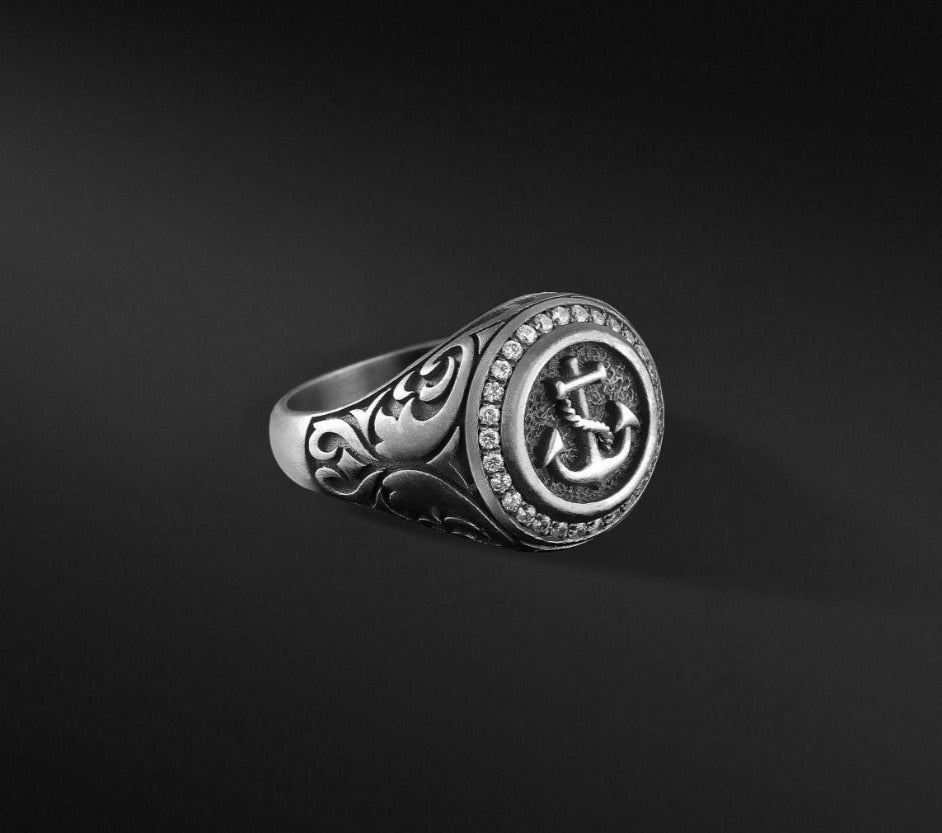 Gental Gems by Karat Kings | Exclusive Turkish Style Sailor's Anchor Ring for Men, Oxidized Sterling Silver  Ring | Jewellery for Men| With Certificate of Authenticity and  Hallmark