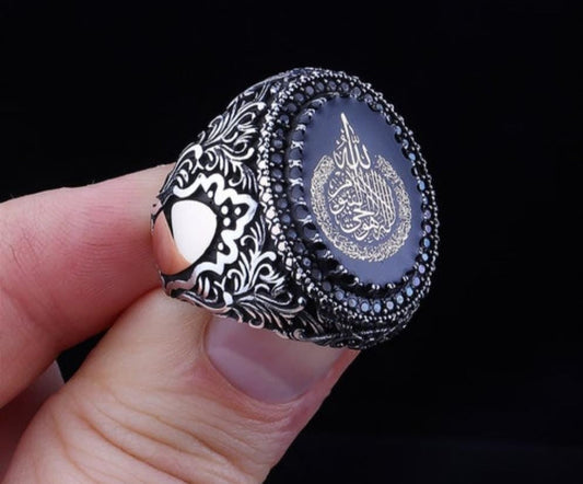 Gental Gems by Karat Kings | Custom Order, Oxidized Sterling Silver  Ring with Arabic Engraving | Jewellery for Men| With Certificate of Authenticity and  Hallmark