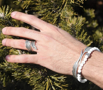 Gental Gems by Karat Kings | Exclusive Feather Style Signet Ring for Men, Oxidized Sterling Silver  Ring | Jewellery for Men