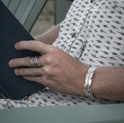 Gental Gems by Karat Kings | Exclusive Feather Style Signet Ring for Men, Oxidized Sterling Silver  Ring | Jewellery for Men