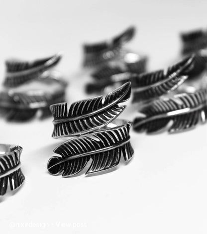Gental Gems by Karat Kings | Exclusive Feather Style Signet Ring for Men, Oxidized Sterling Silver  Ring | Jewellery for Men