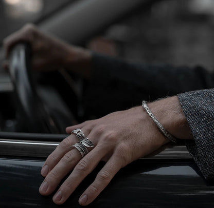 Gental Gems by Karat Kings | Exclusive Feather Style Signet Ring for Men, Oxidized Sterling Silver  Ring | Jewellery for Men
