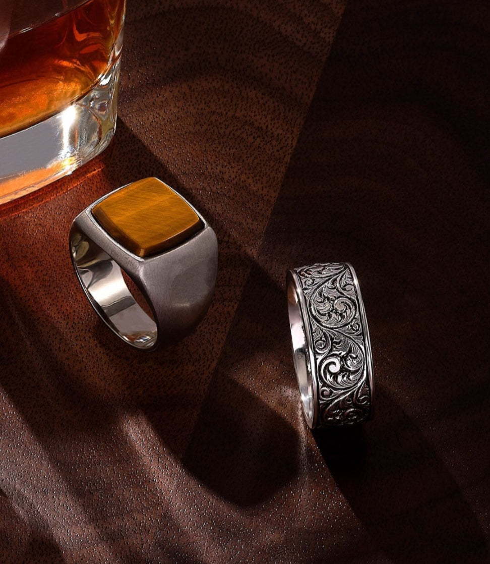 Gental Gems by Karat Kings | Exclusive Classic Band Ring for Men, Oxidized Sterling Silver  Ring | Jewellery for Men| With Certificate of Authenticity and  Hallmark