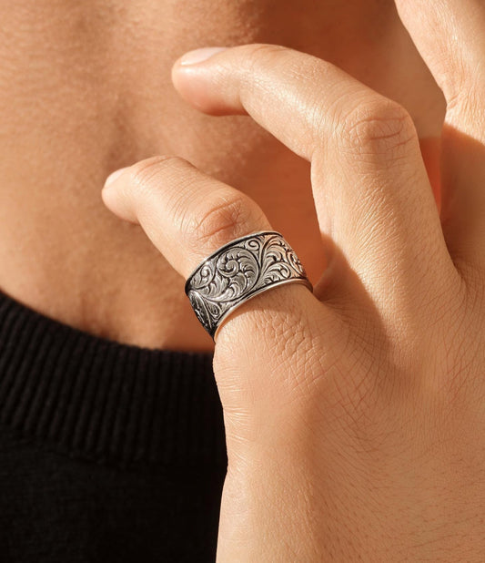 Gental Gems by Karat Kings | Exclusive Premium Classic Band Ring for Men, Oxidized Sterling Silver  Ring | Jewellery for Men| With Certificate of Authenticity and  Hallmark