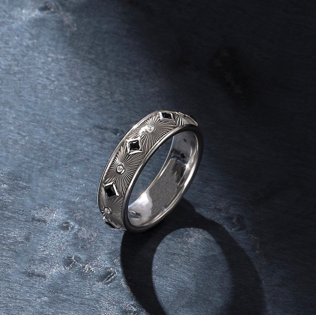 Gental Gems by Karat Kings | Exclusive Sunbeam Band Ring for Men, Oxidized Sterling Silver  Ring | Jewellery for Men