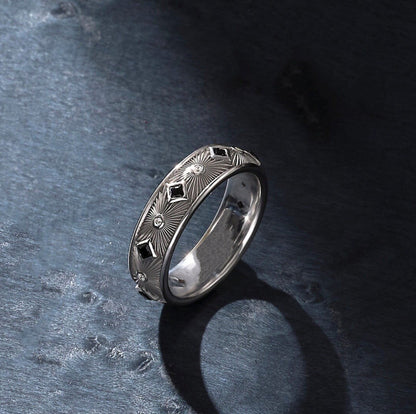 Gental Gems by Karat Kings | Exclusive Sunbeam Band Ring for Men, Oxidized Sterling Silver  Ring | Jewellery for Men
