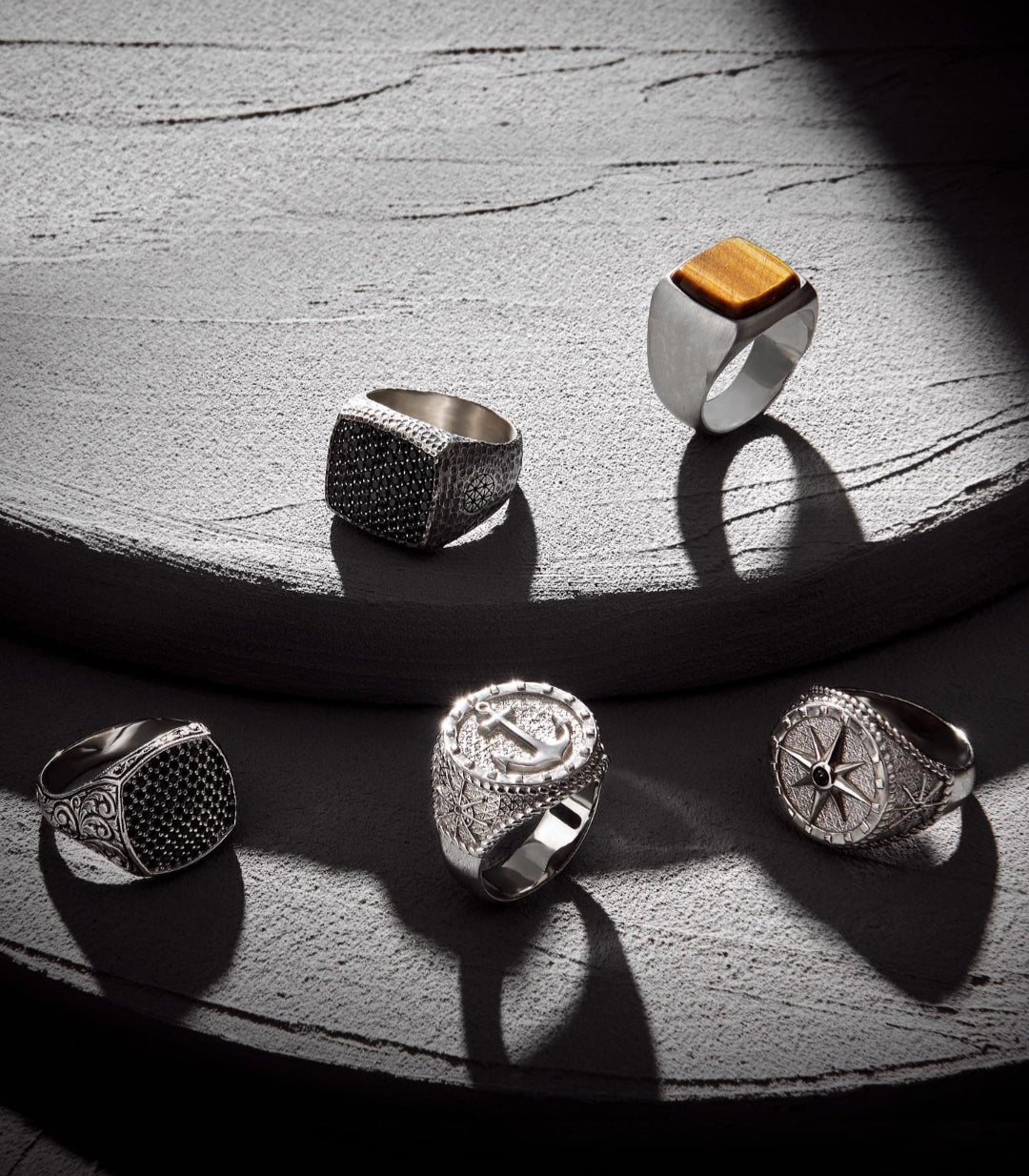 Gental Gems by Karat Kings | Exclusive Classic Cushion Pave Ring Studded with Black Zircons, Sterling Silver  Ring | Jewellery for Men