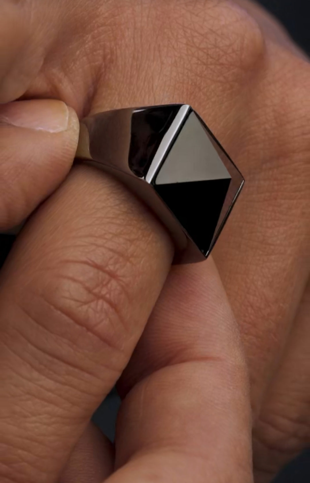 Gental Gems by Karat Kings | Exclusive Classic Style Ring with Natural Pyramidal Black Onyx | Sterling Silver  Ring | Jewellery for Men