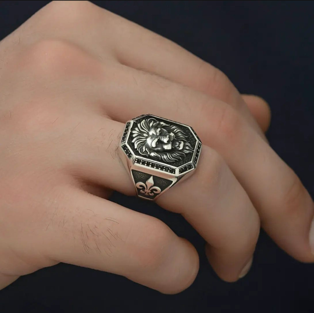 Gental Gems by Karat Kings | Unique Design Lion Ring with Illuminati/ Evil Eye Symbol | Oxidized  Sterling Silver Ring | Men's Jewelry | With Certificate of Authenticity and  Hallmark