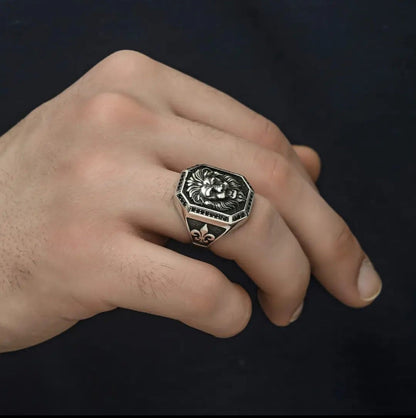 Gental Gems by Karat Kings | Unique Design Lion Ring with Illuminati/ Evil Eye Symbol | Oxidized  Sterling Silver Ring | Men's Jewelry | With Certificate of Authenticity and  Hallmark