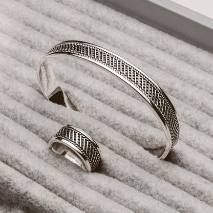 Gental Gems by Karat Kings | Unique Style Oxidized Sterling Silver Bangle/kadaa/Handcuff for Men & Boys |  Sterling Silver Bracelet
