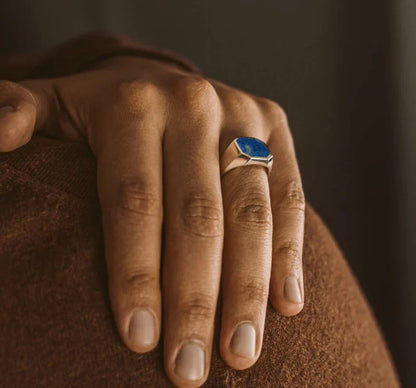 Gental Gems by Karat Kings | Classic Signet Ring with Natural Lapis Lazuli |  Sterling Silver Ring | Men's Jewelry | With Certificate of Authenticity and  Hallmark