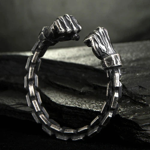 Gental Gems by Karat Kings | Unique  Silver Oxidized Fists Cuff | Bracelet for Men |  Sterling Silver Cuff