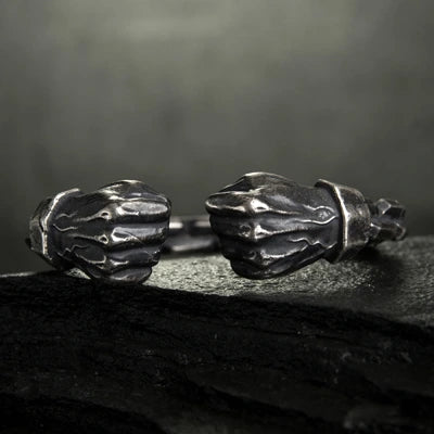 Gental Gems by Karat Kings | Unique  Silver Oxidized Fists Cuff | Bracelet for Men |  Sterling Silver Cuff