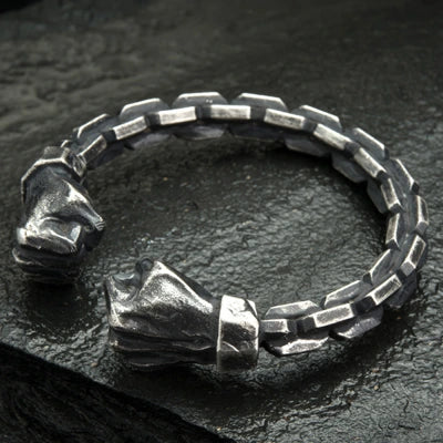 Gental Gems by Karat Kings | Unique  Silver Oxidized Fists Cuff | Bracelet for Men |  Sterling Silver Cuff