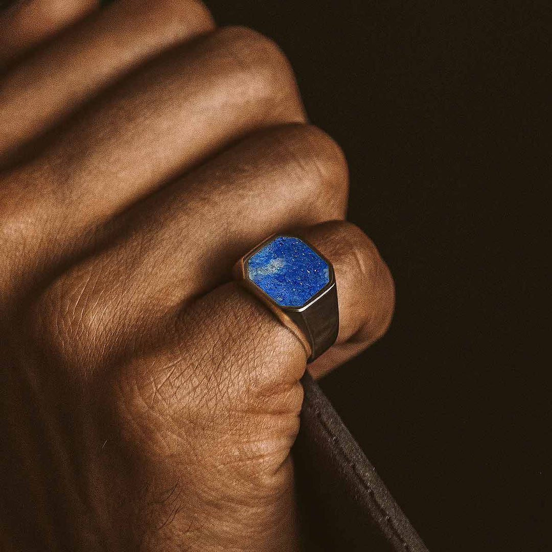 Gental Gems by Karat Kings | Classic Signet Ring with Natural Lapis Lazuli |  Sterling Silver Ring | Men's Jewelry | With Certificate of Authenticity and  Hallmark
