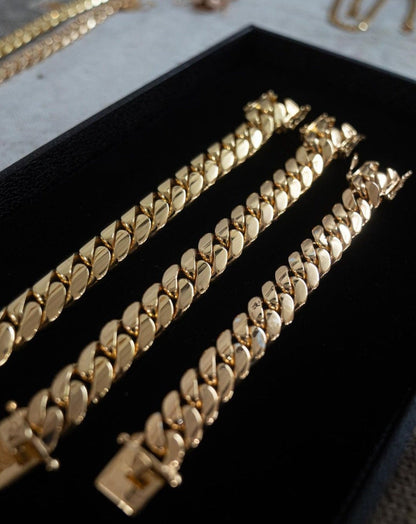 Gental Gems by Karat Kings | 14mm Wide Solid Miami Cuban Link Bracelet |  Gold Micron Plated  Sterling Silver Bracelet