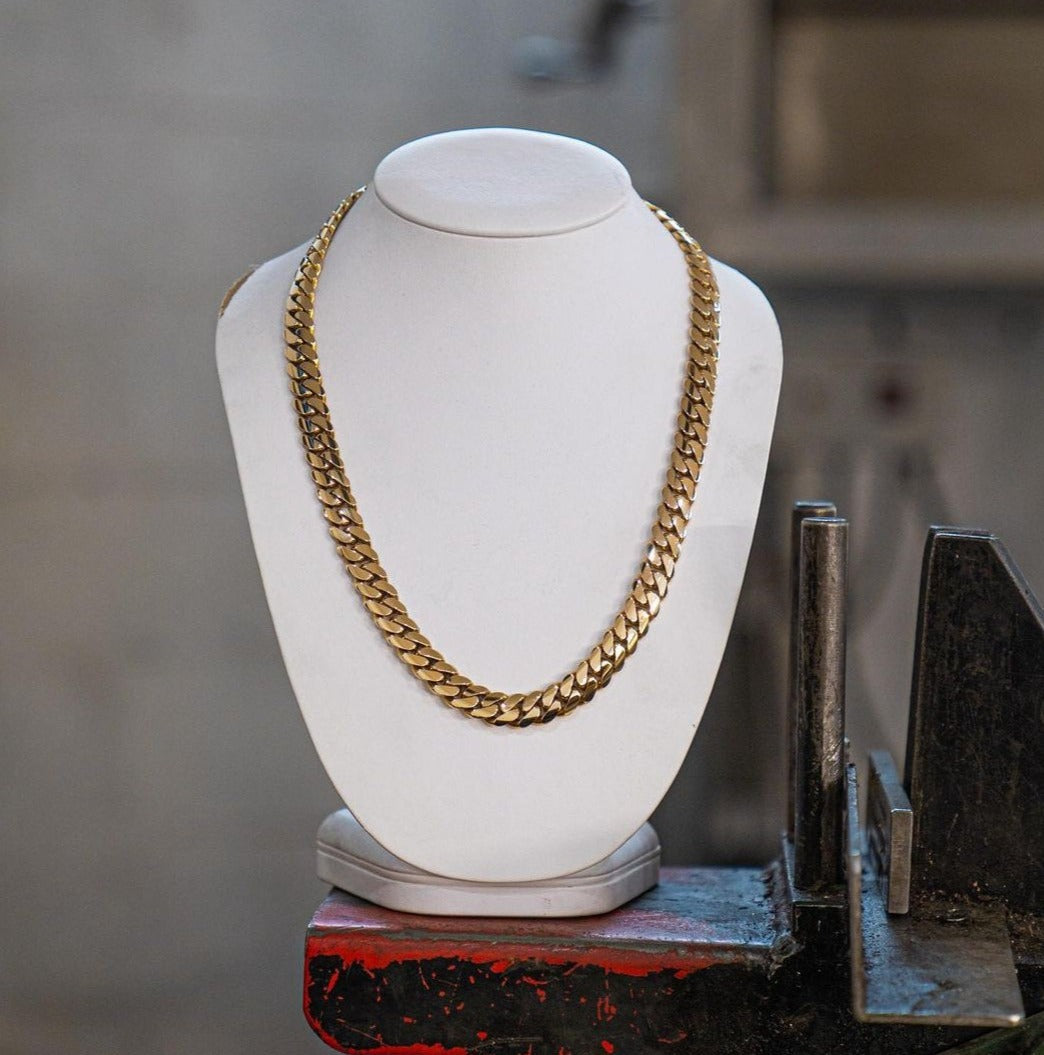 Gental Gems by Karat Kings | 12mm Wide Solid Miami Cuban Link Chain |  Gold Micron Plated  Sterling Silver Chain