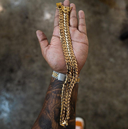Gental Gems by Karat Kings | 12mm Wide Solid Miami Cuban Link Chain |  Gold Micron Plated  Sterling Silver Chain