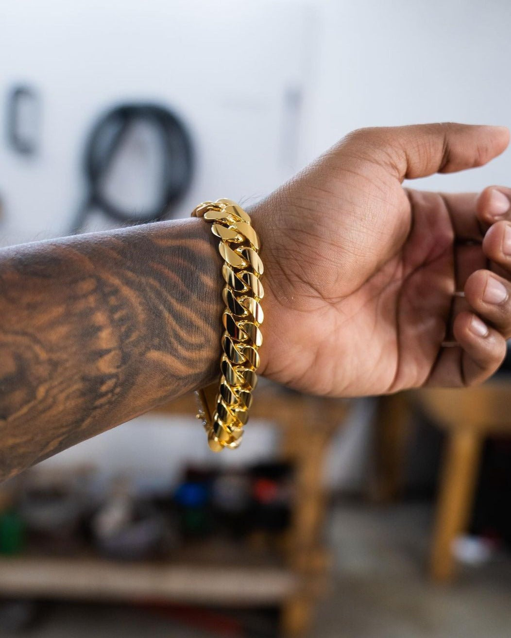 Gental Gems by Karat Kings | Solid 10mm Miami Cuban Link Bracelet with Iced Lock |  Gold Micron Plated on  Sterling Silver Bracelet with AAA+ Quality Swarovski Diamonds