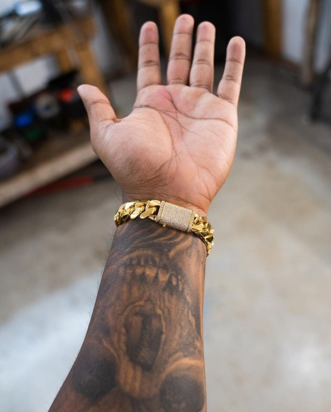 Gental Gems by Karat Kings | Solid 14mm Miami Cuban Link Bracelet with Iced Lock |  Gold Micron Plated on  Sterling Silver Bracelet with AAA+ Quality Swarovski Diamonds